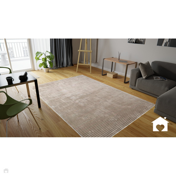 Katherine Carnaby Chrome Luxury Modern Plain Stripe Distressed Tonal Metallic Shimmer Hand-Woven High-Density Heavyweight Soft Textured Silky Viscose Barley Rug-Asiatic Carpets-Rug Love - The Most Loved Rug Store